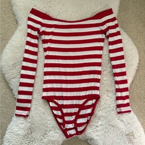 Denim & Supply Ralph Lauren Red and White Striped Bodysuit